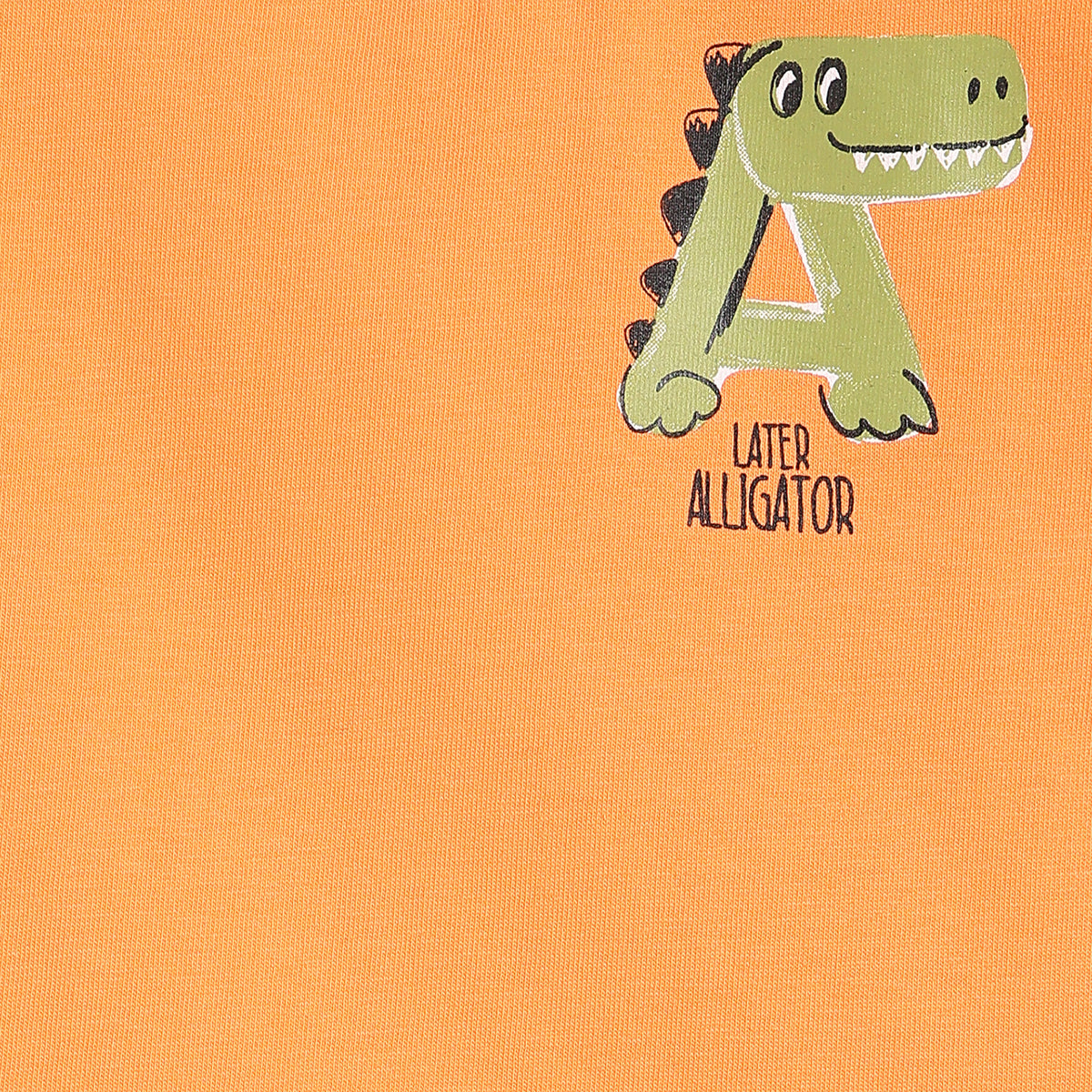 Baby Boys Orange Cotton Printed T-Shirt Regular Fit Casual Wear