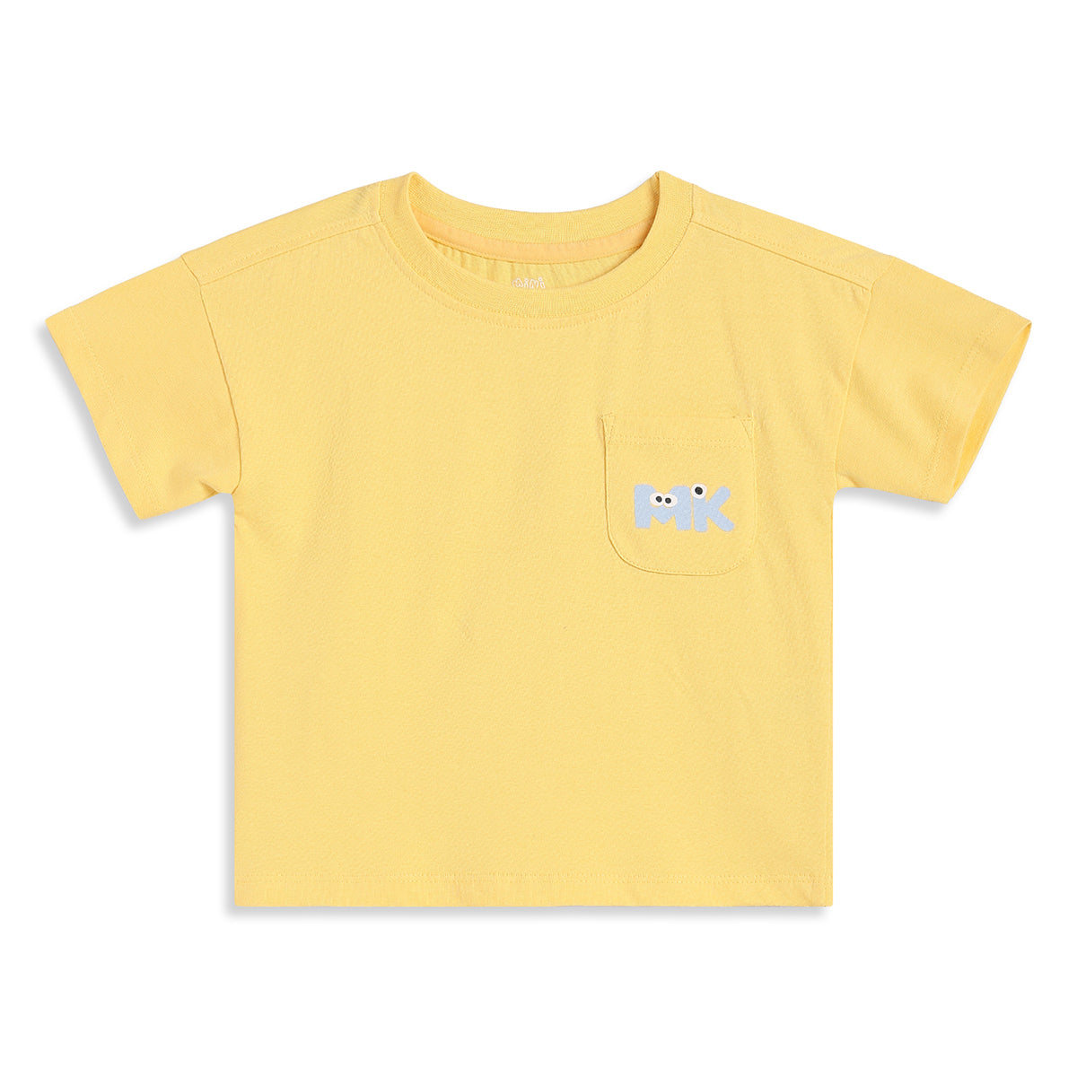 Baby Boys Yellow Cotton Pocket T-Shirt Regular Fit Casual Wear
