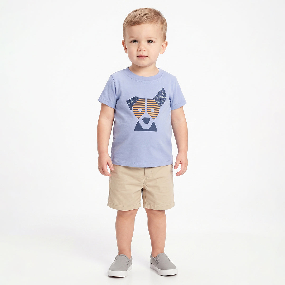 Baby Boys Blue Cotton Printed T-Shirt Regular Fit Casual Wear