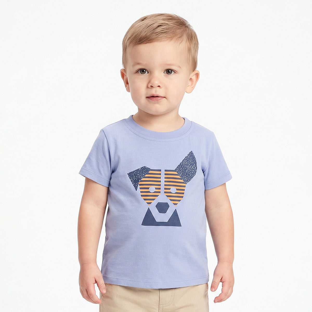 Baby Boys Blue Cotton Printed T-Shirt Regular Fit Casual Wear