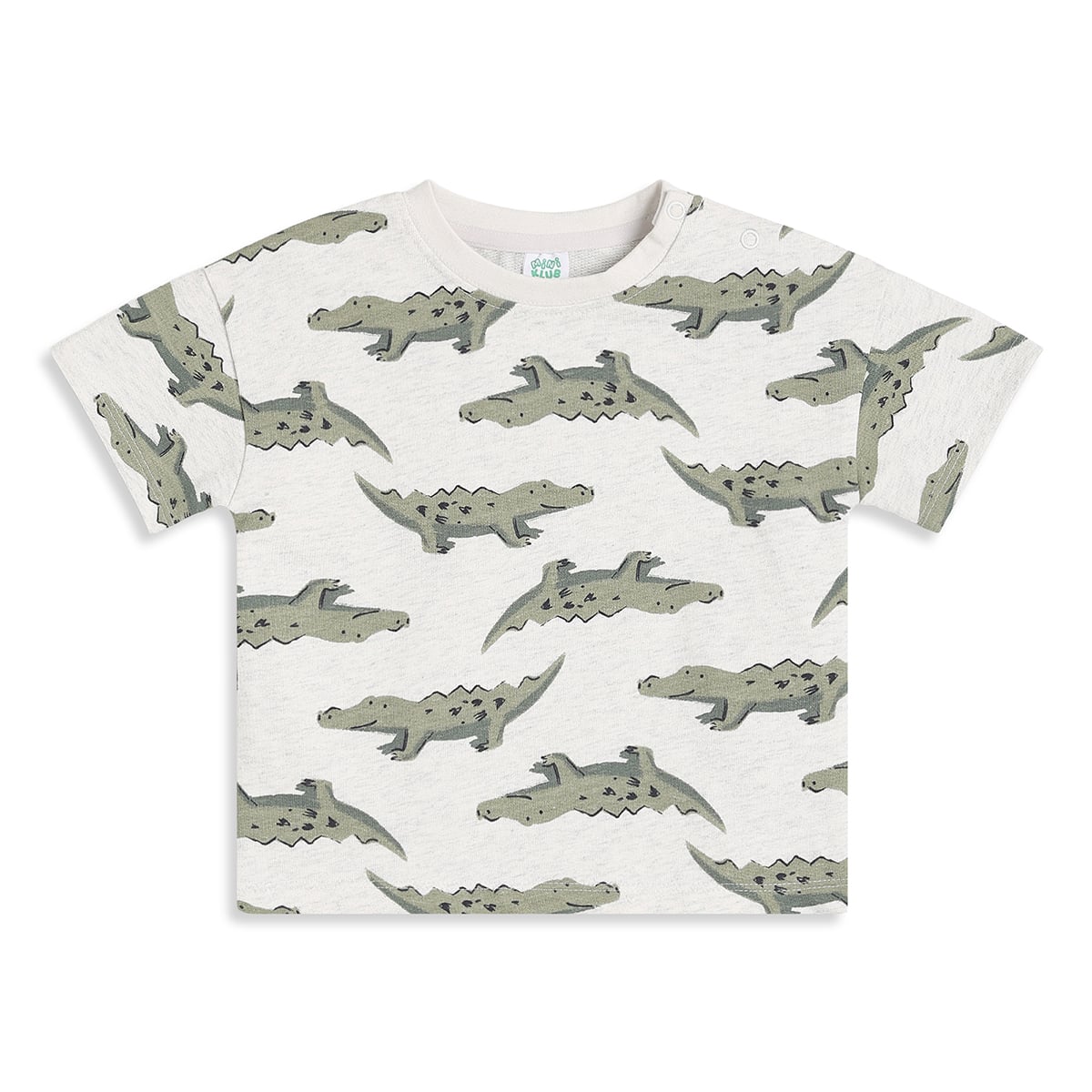 Baby Boys Off-White Cotton Crocodile Print T-Shirt Regular Fit Casual Wear