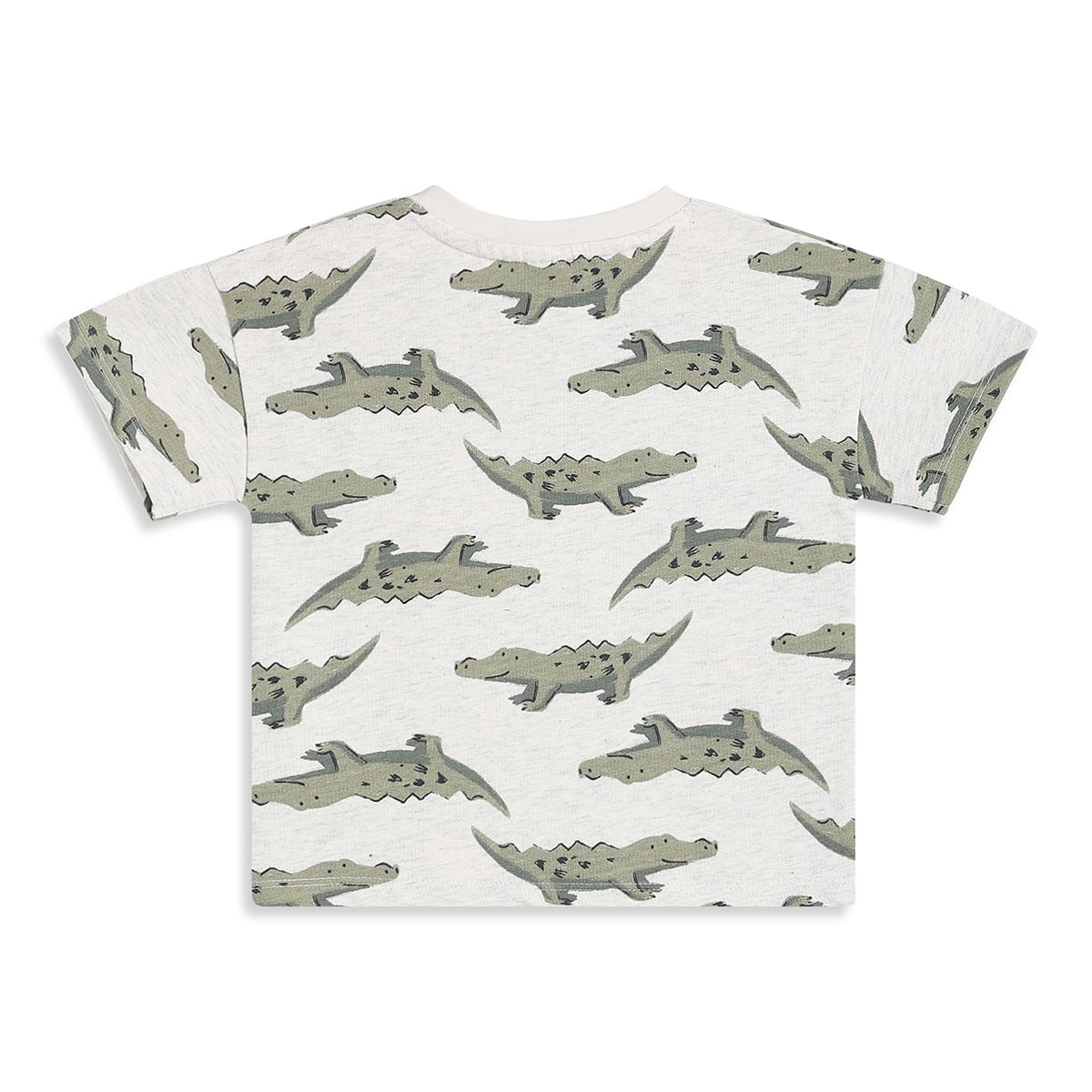 Baby Boys Off-White Cotton Crocodile Print T-Shirt Regular Fit Casual Wear