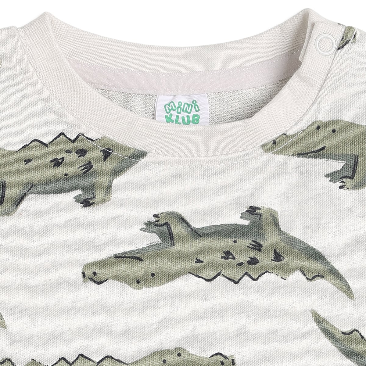 Baby Boys Off-White Cotton Crocodile Print T-Shirt Regular Fit Casual Wear