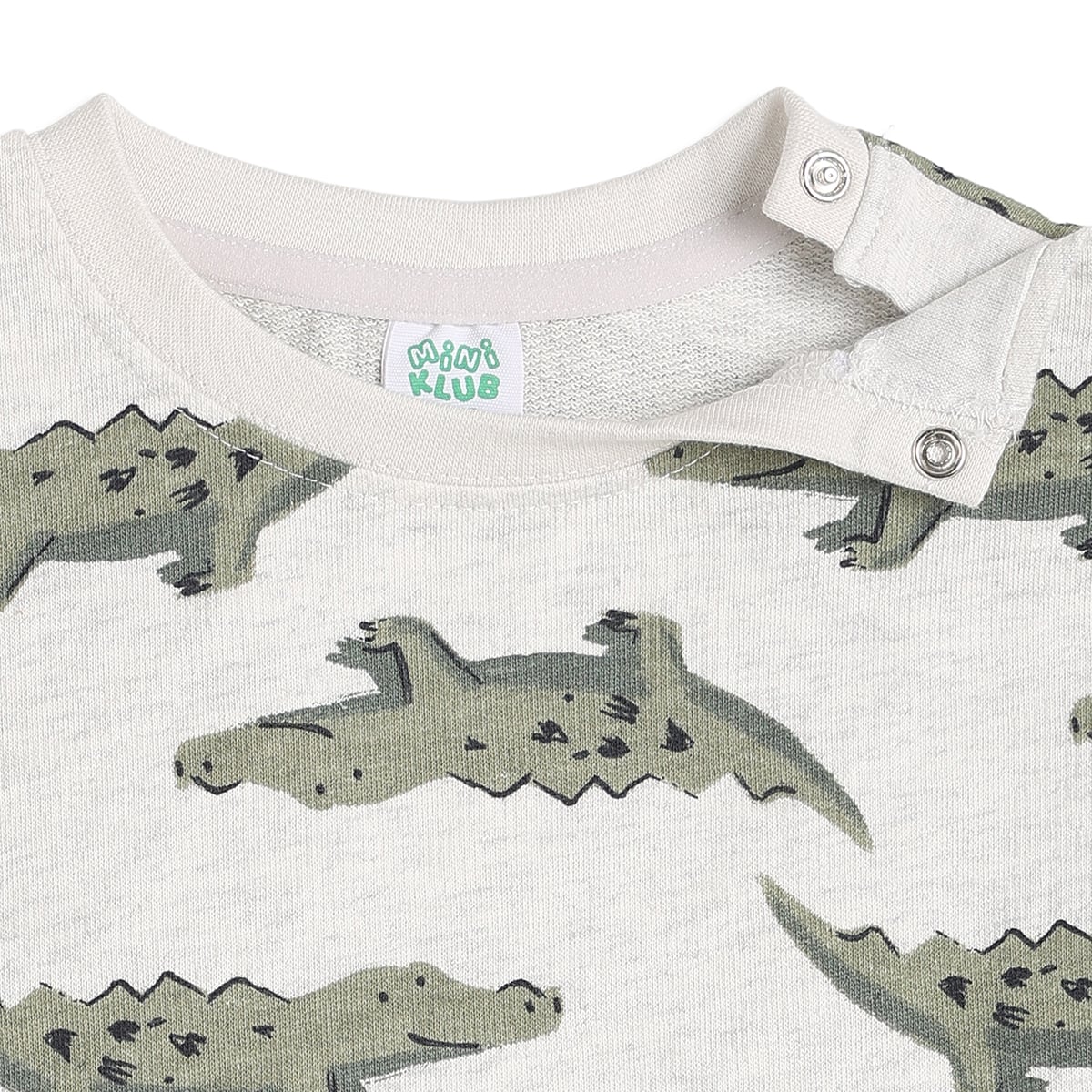 Baby Boys Off-White Cotton Crocodile Print T-Shirt Regular Fit Casual Wear