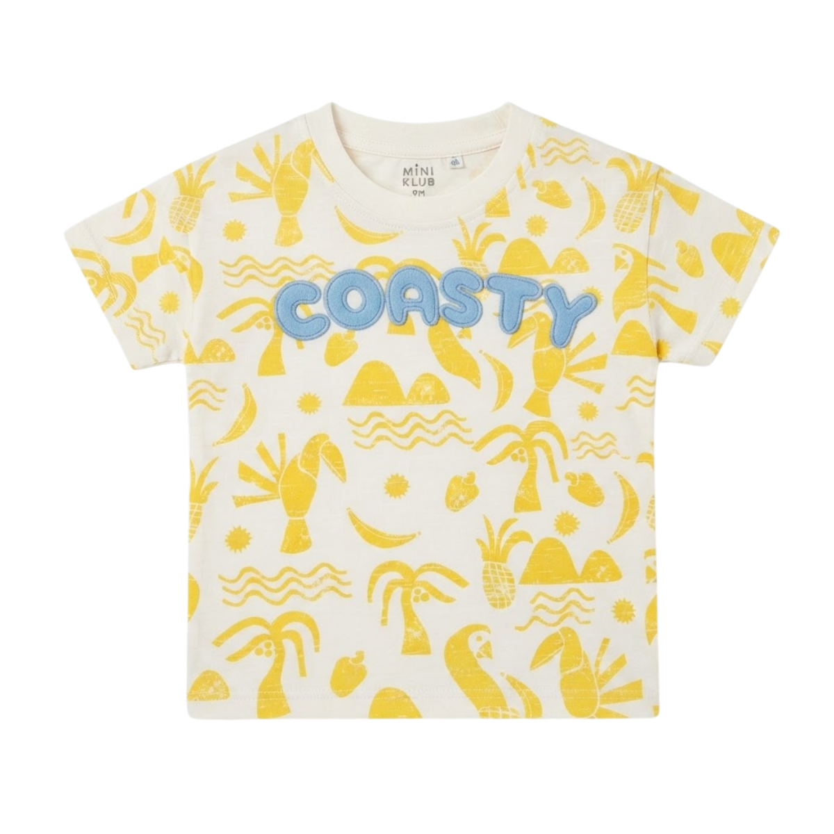 Baby Boys Ivory and Yellow Cotton Tropical Print T-Shirt Regular Fit Casual Wear