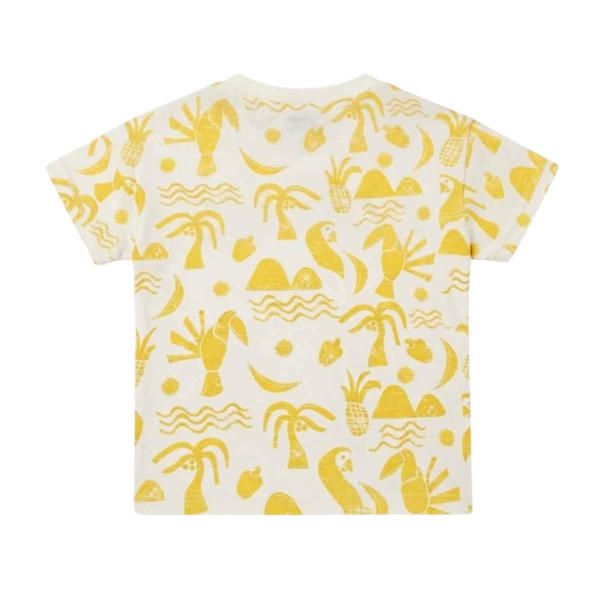 Baby Boys Ivory and Yellow Cotton Tropical Print T-Shirt Regular Fit Casual Wear