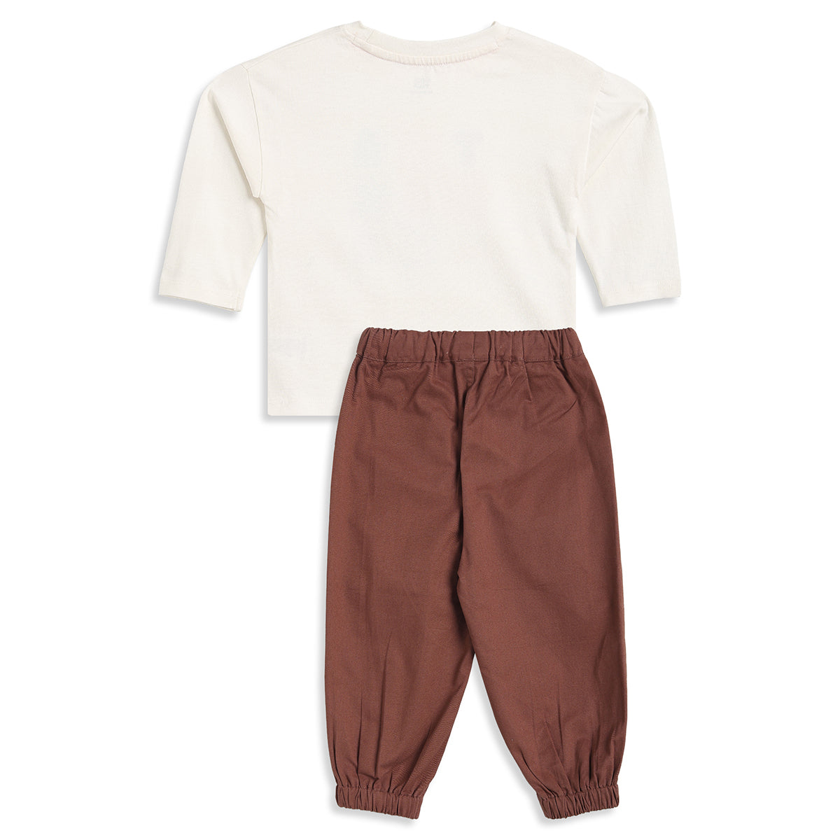 Baby Boys Cream & Brown Top and Bottom Set Regular Fit Casual Wear