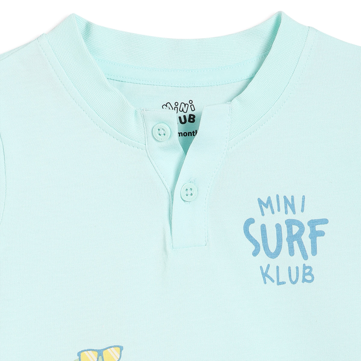 Baby Boys Turtle Print Henley T-Shirt, Aqua Blue