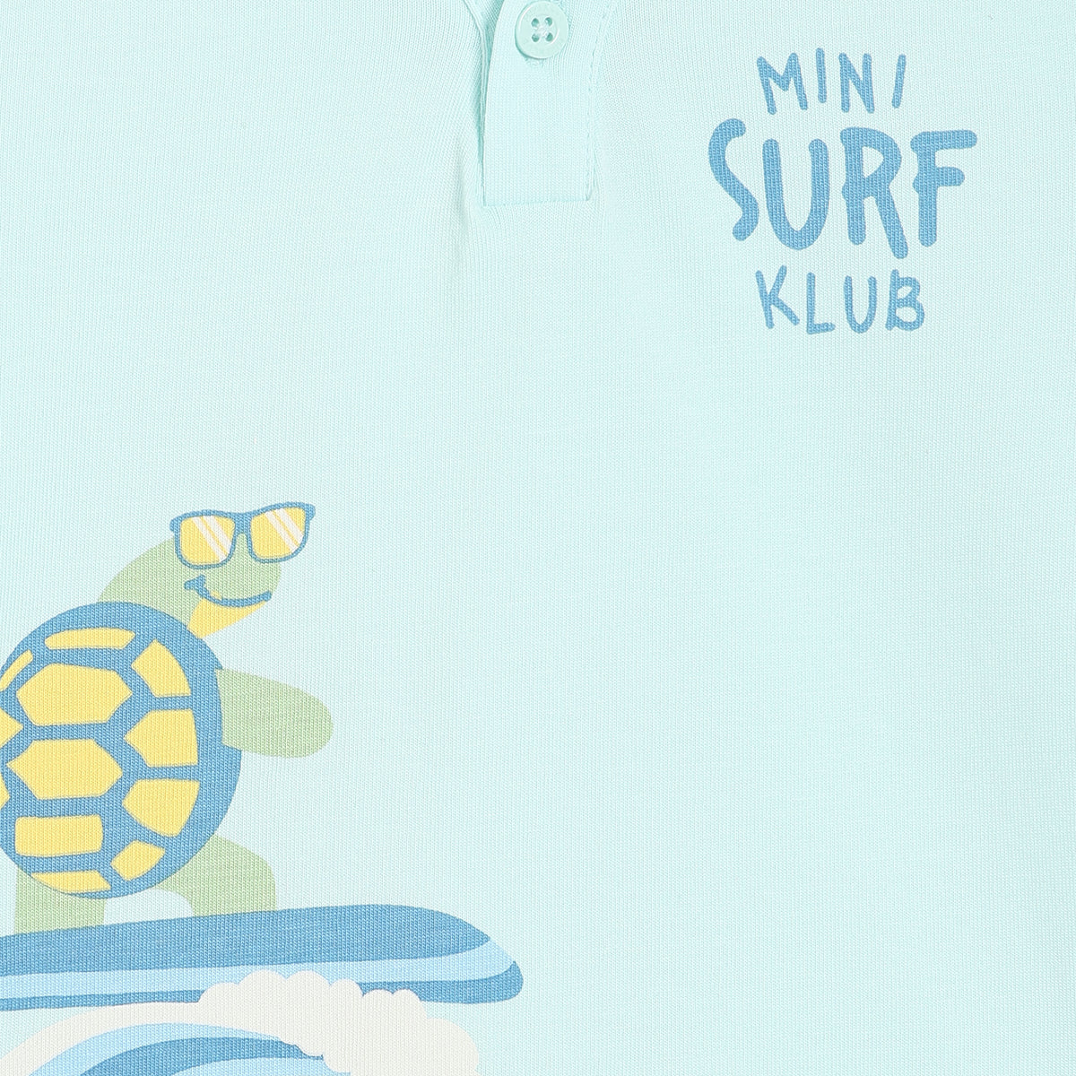 Baby Boys Turtle Print Henley T-Shirt, Aqua Blue