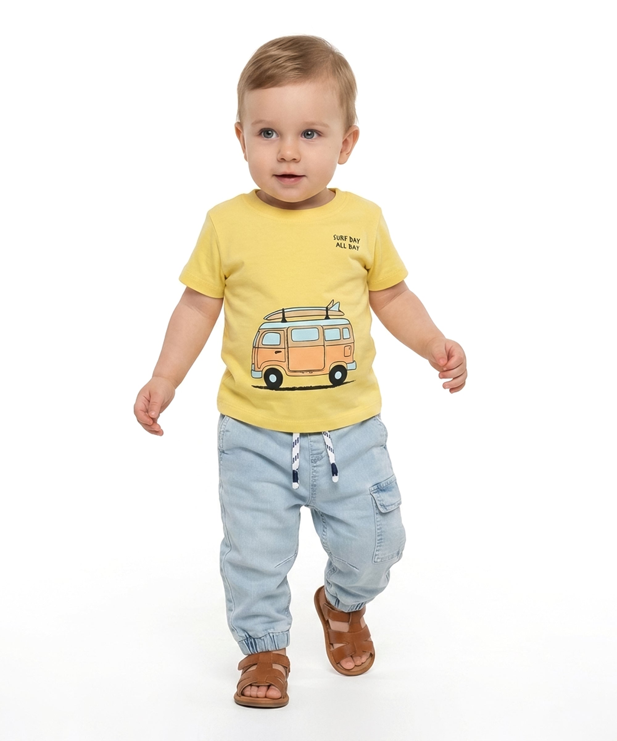 Baby Boys Graphic Print T-Shirt, Yellow