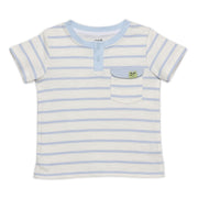 Baby Boys Striped T-shirt, White and Light Blue