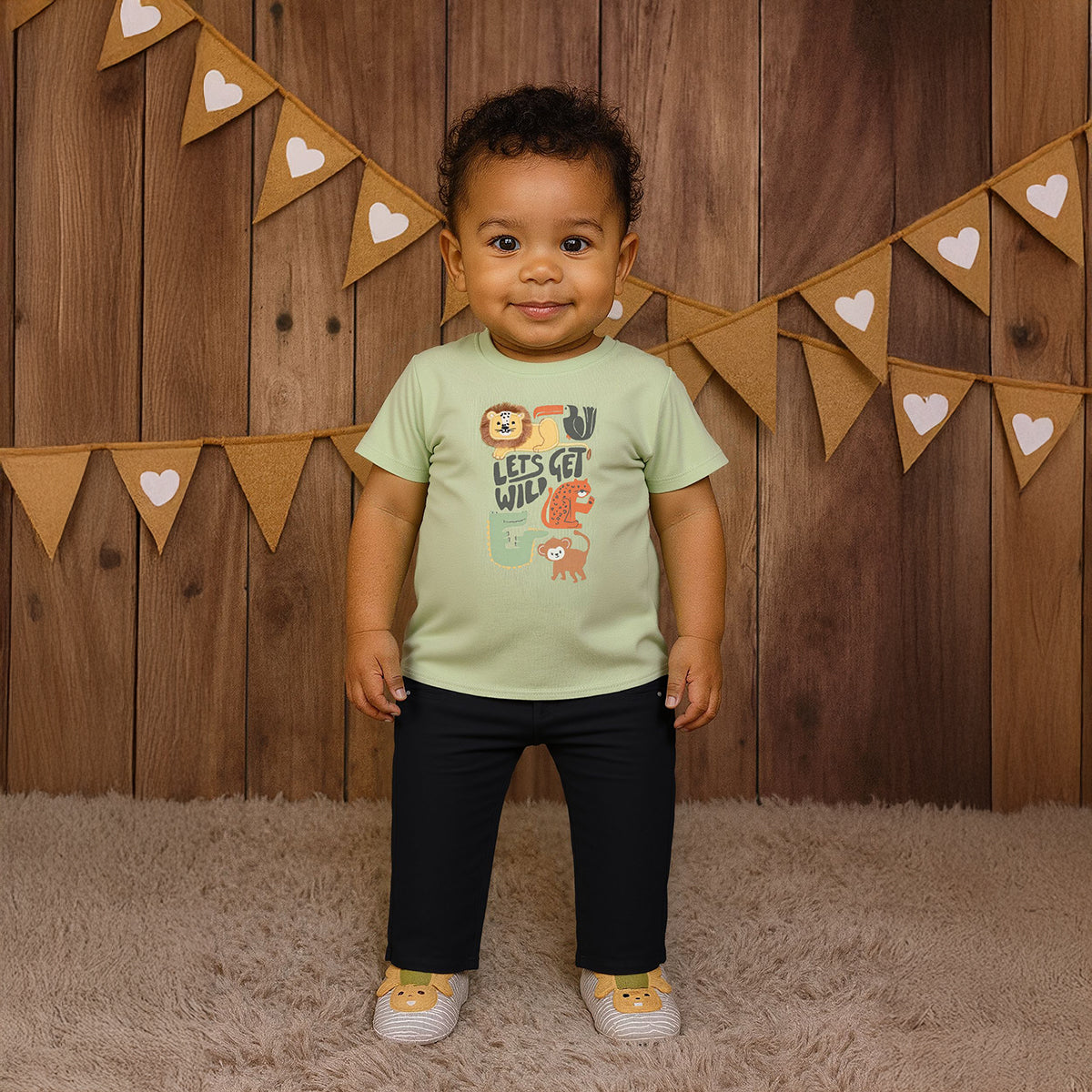 Baby Boys Animal Print T-shirt, Light Green