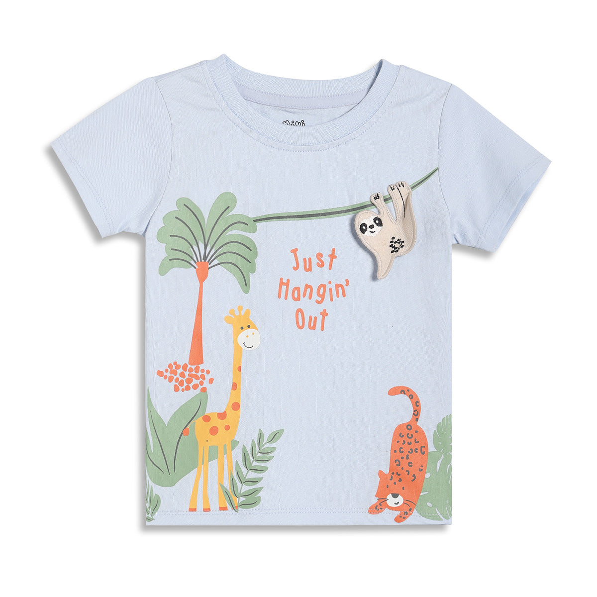 Baby Boys Animal Print T-Shirt, Light Blue