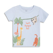 Baby Boys Animal Print T-Shirt, Light Blue