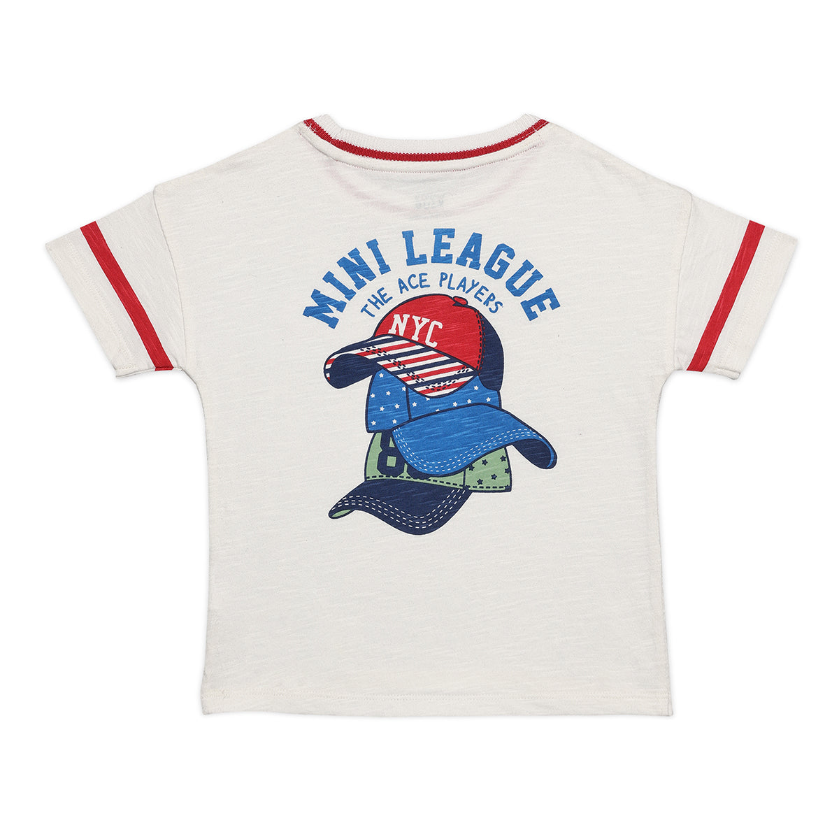 Baby Boys Solid T-shirt with Contrast Detail, White and Red