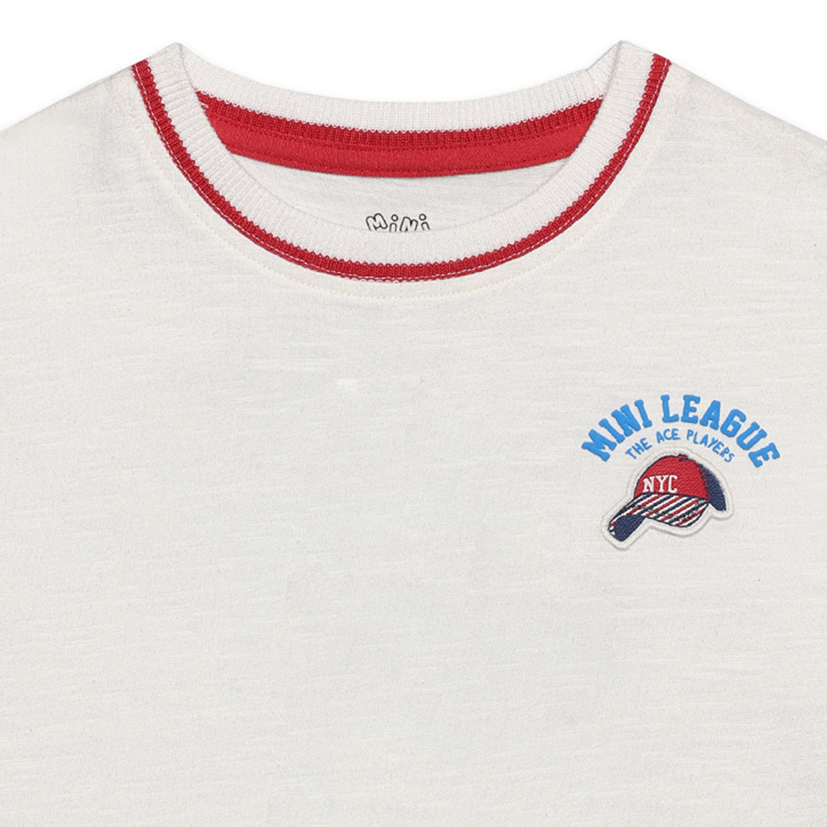 Baby Boys Solid T-shirt with Contrast Detail, White and Red