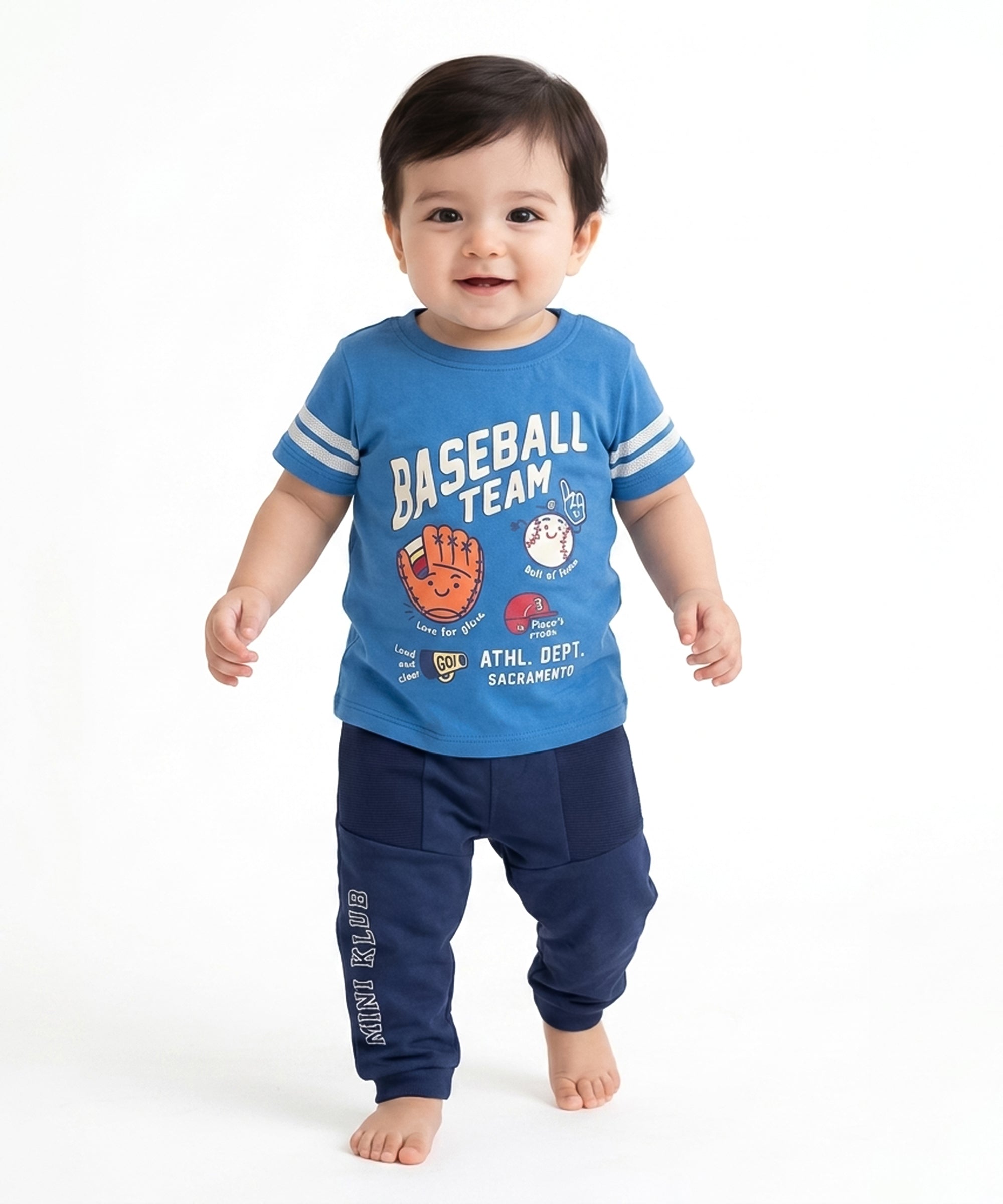 Baby Boys Baseball Print T-Shirt, Blue