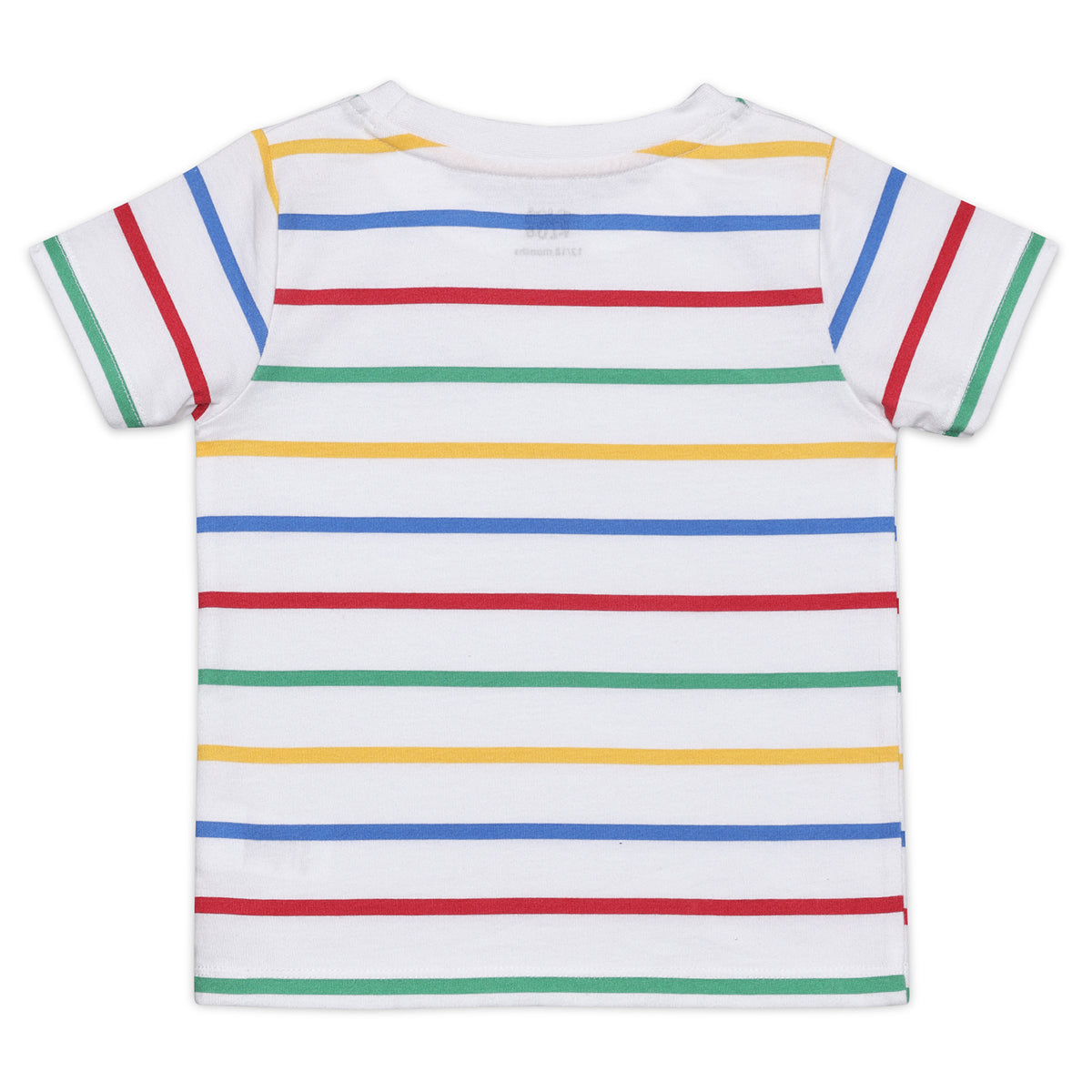 Baby Boys Striped T-shirt, White with Multicolour Stripes