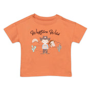 Baby Boys Cowboy Print T-shirt, Orange