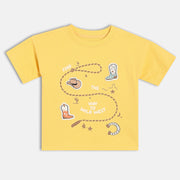 Boys Wild West Print On Chest T-Shirt, Yellow