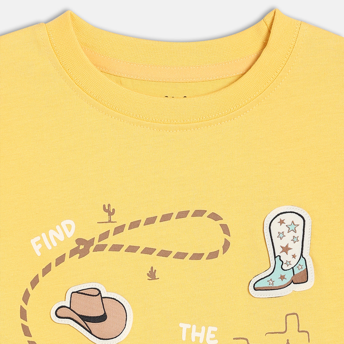 Boys Wild West Print On Chest T-Shirt, Yellow