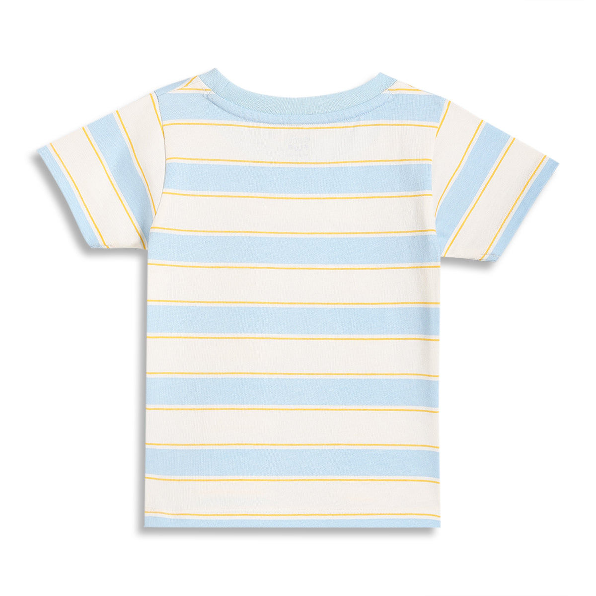 Baby Boys Striped T-Shirt with Text Print, Blue and White