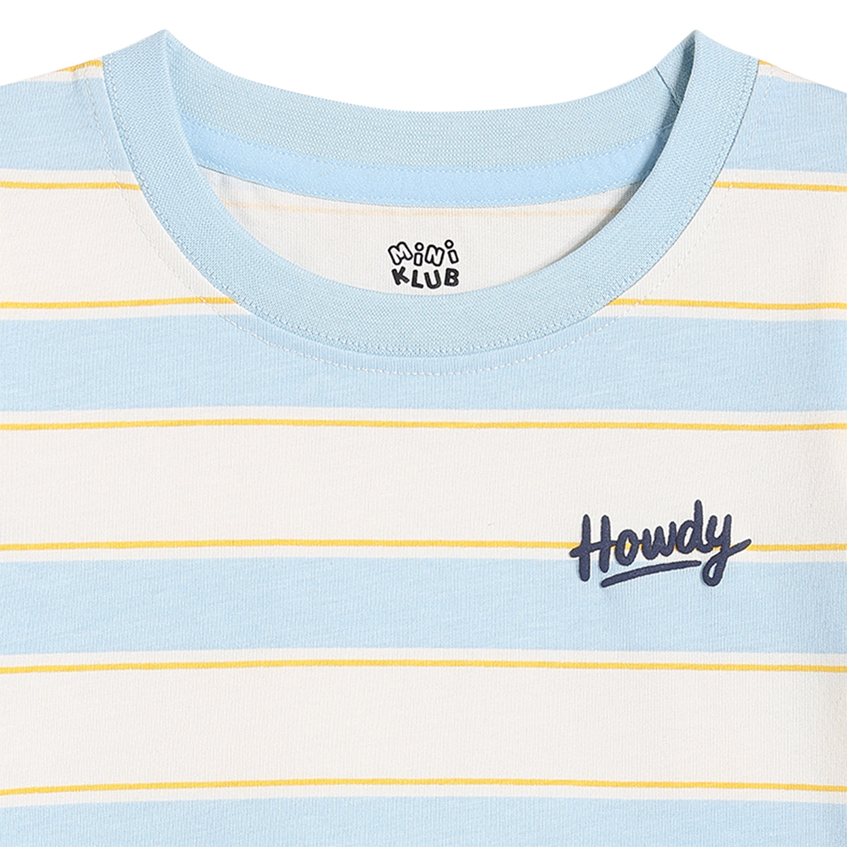 Baby Boys Striped T-Shirt with Text Print, Blue and White