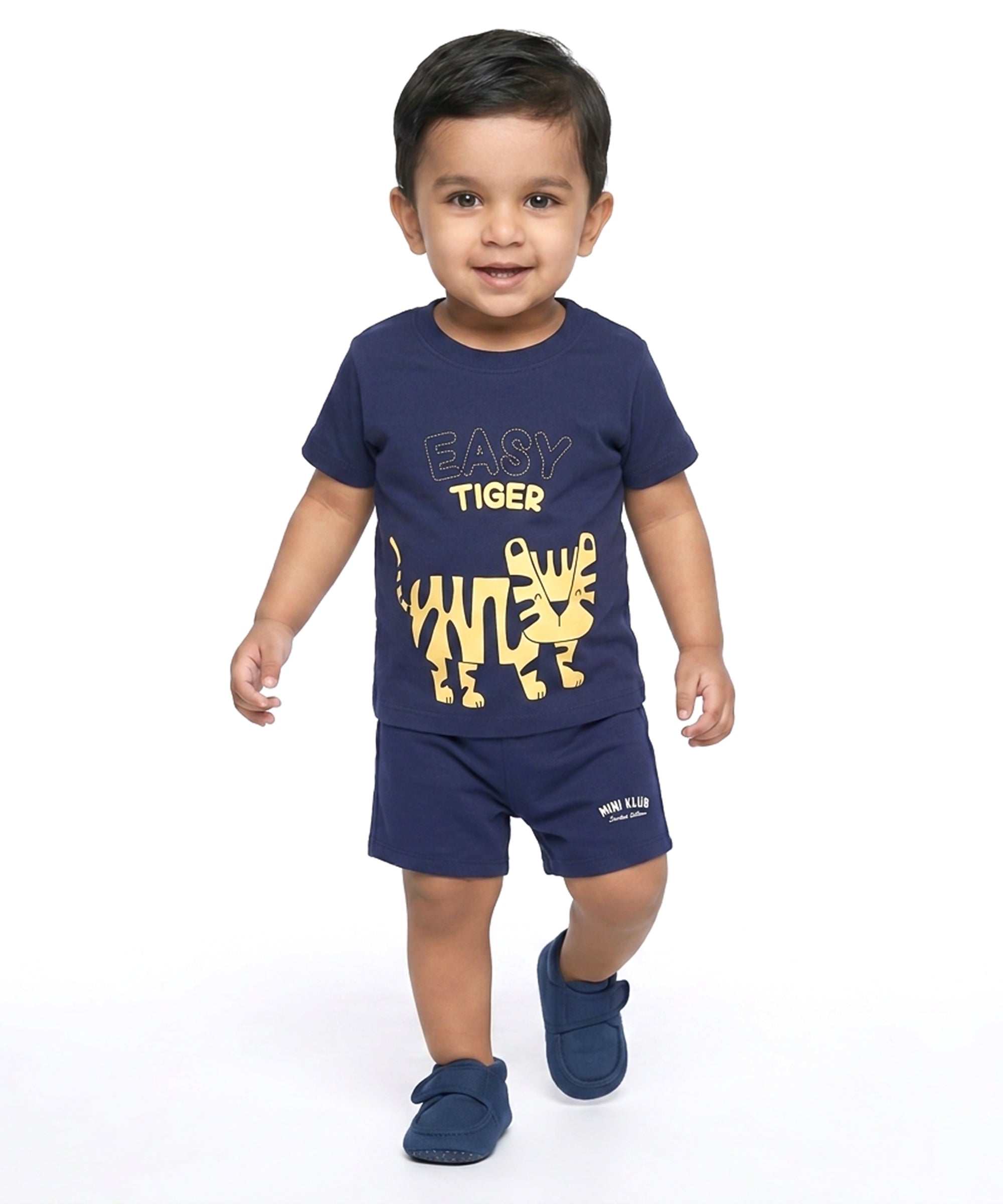 Baby Boys Tiger Print T-Shirt, Navy Blue