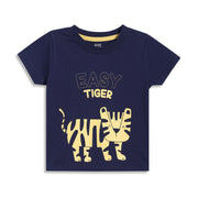 Baby Boys Tiger Print T-Shirt, Navy Blue