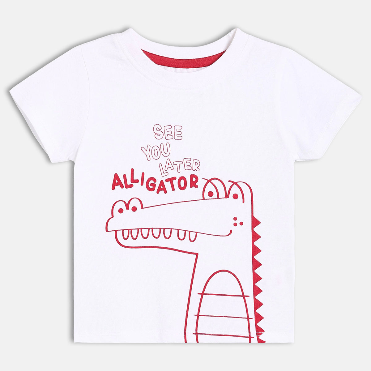Baby Boys Alligator Print T-Shirt, White
