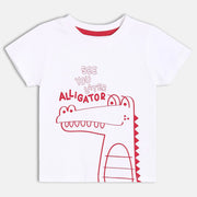 Baby Boys Alligator Print T-Shirt, White