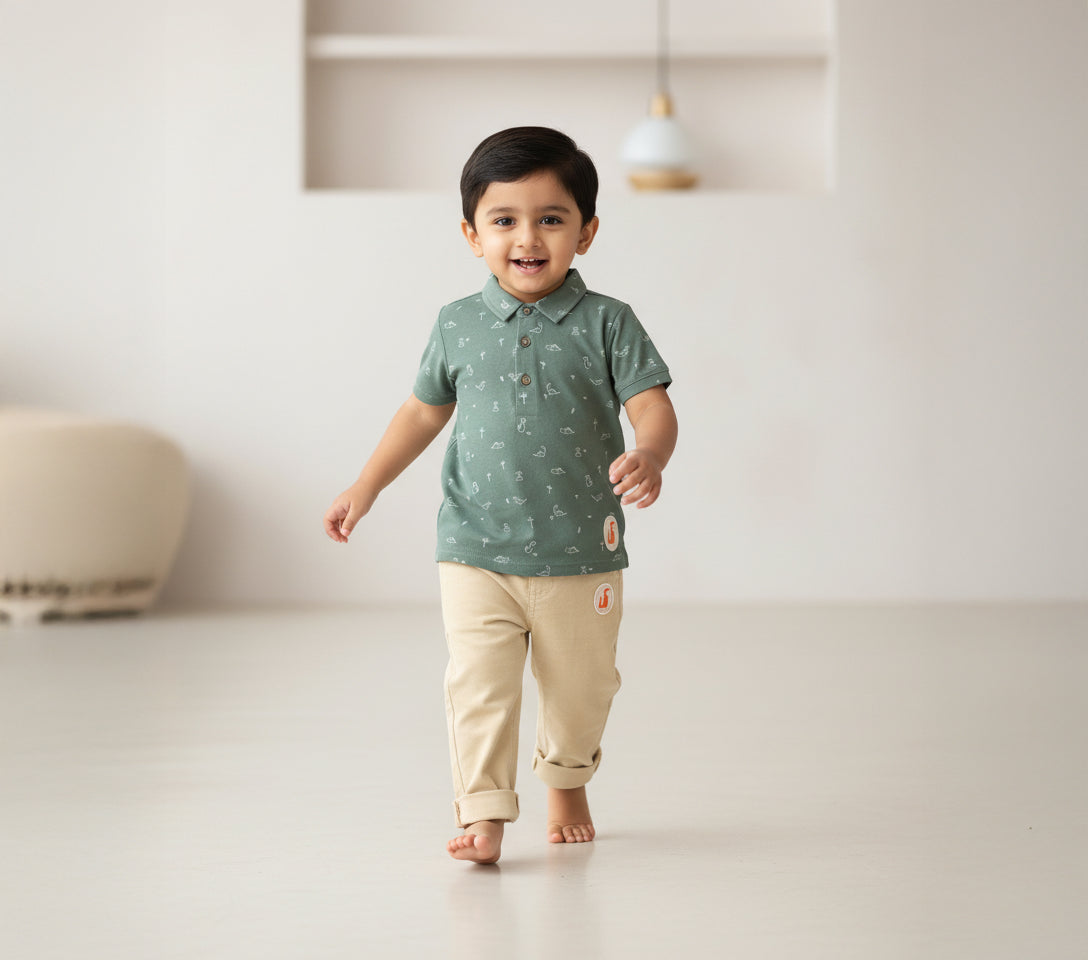 Baby Boys Solid Woven Pants, Beige