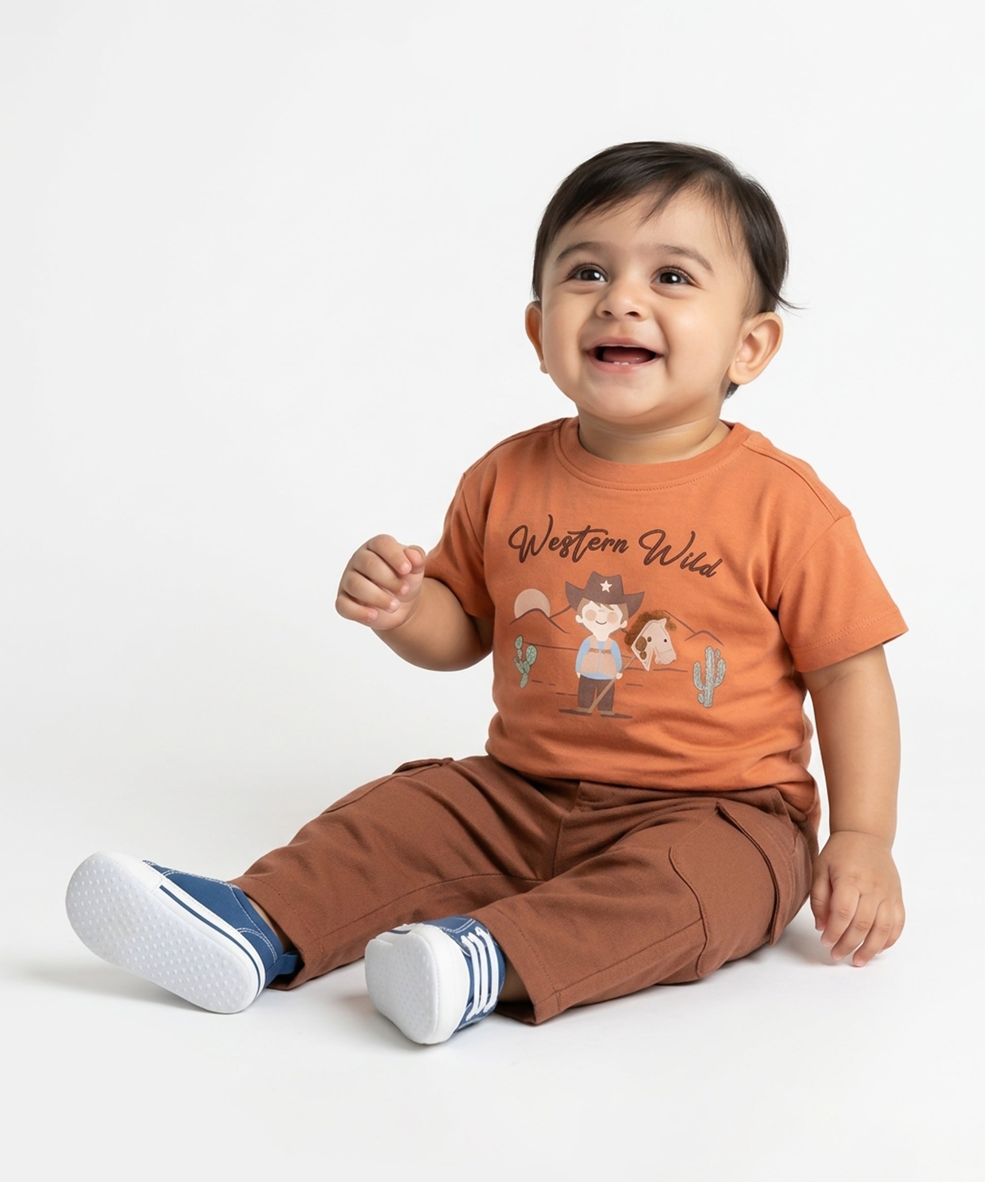 Baby Boys Solid Cargo Pants, Brown