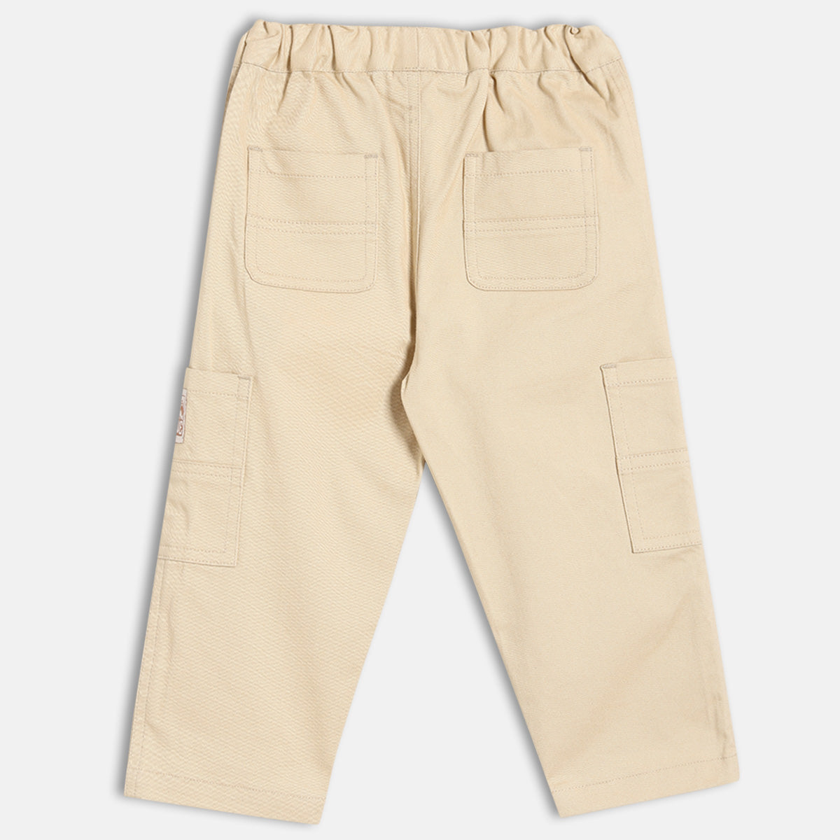 Boys Solid Cargo Pants With Utility Pockets, Beige