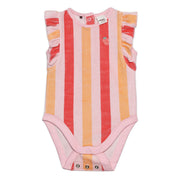 Baby Girls Strawberry Embroidered Striped Bodysuit, Multicolour