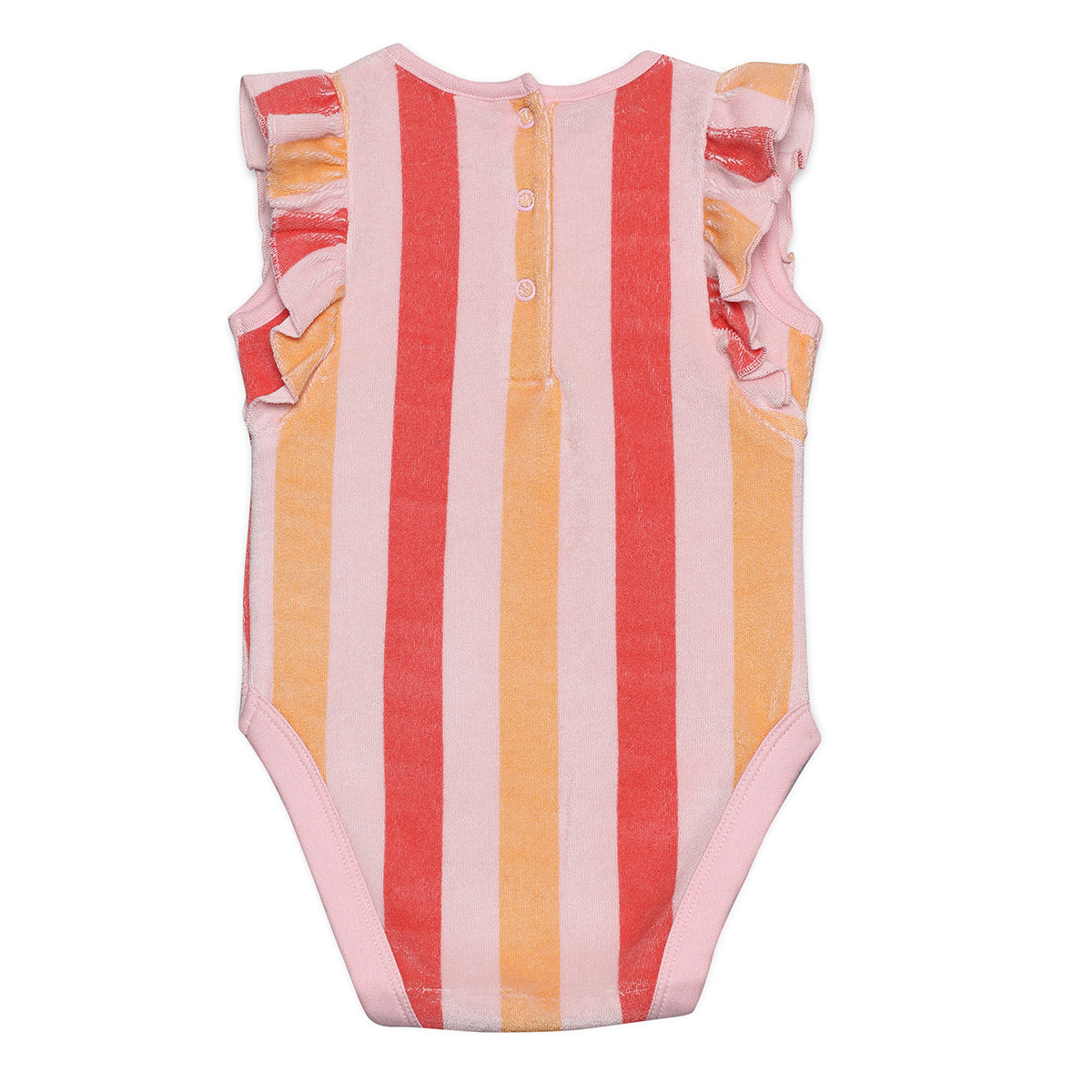 Baby Girls Strawberry Embroidered Striped Bodysuit, Multicolour