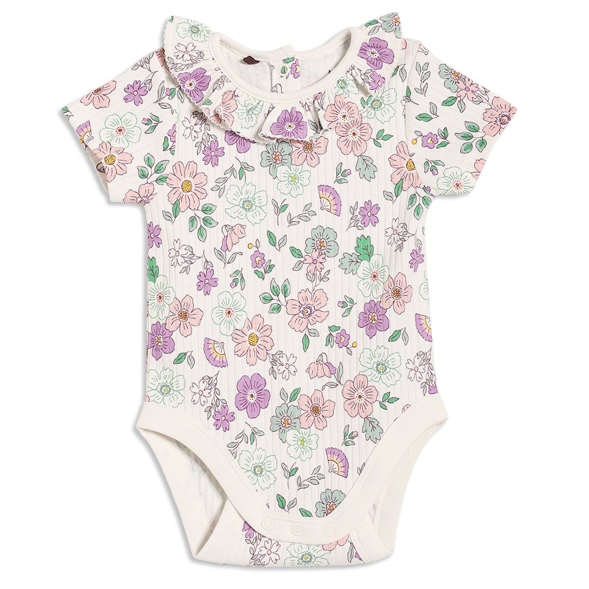 Baby Girls Floral Printed Bodysuits Pack of 3, Pink and Lilac