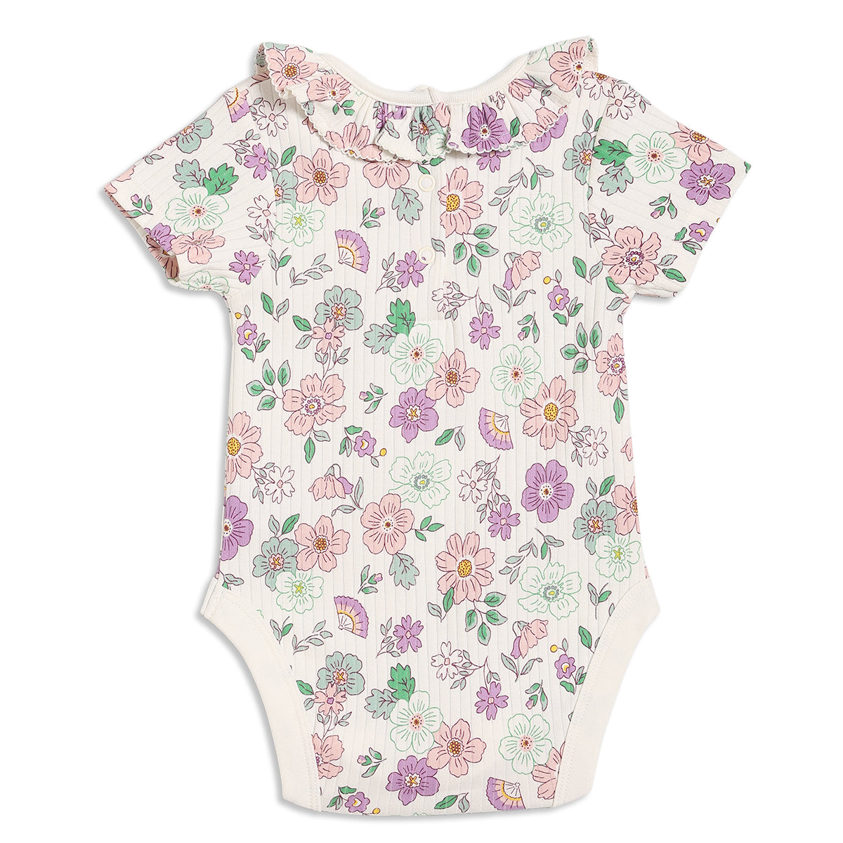 Baby Girls Floral Printed Bodysuits Pack of 3, Pink and Lilac