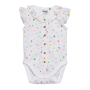 Baby Girls Floral Print Button Front Bodysuit, White