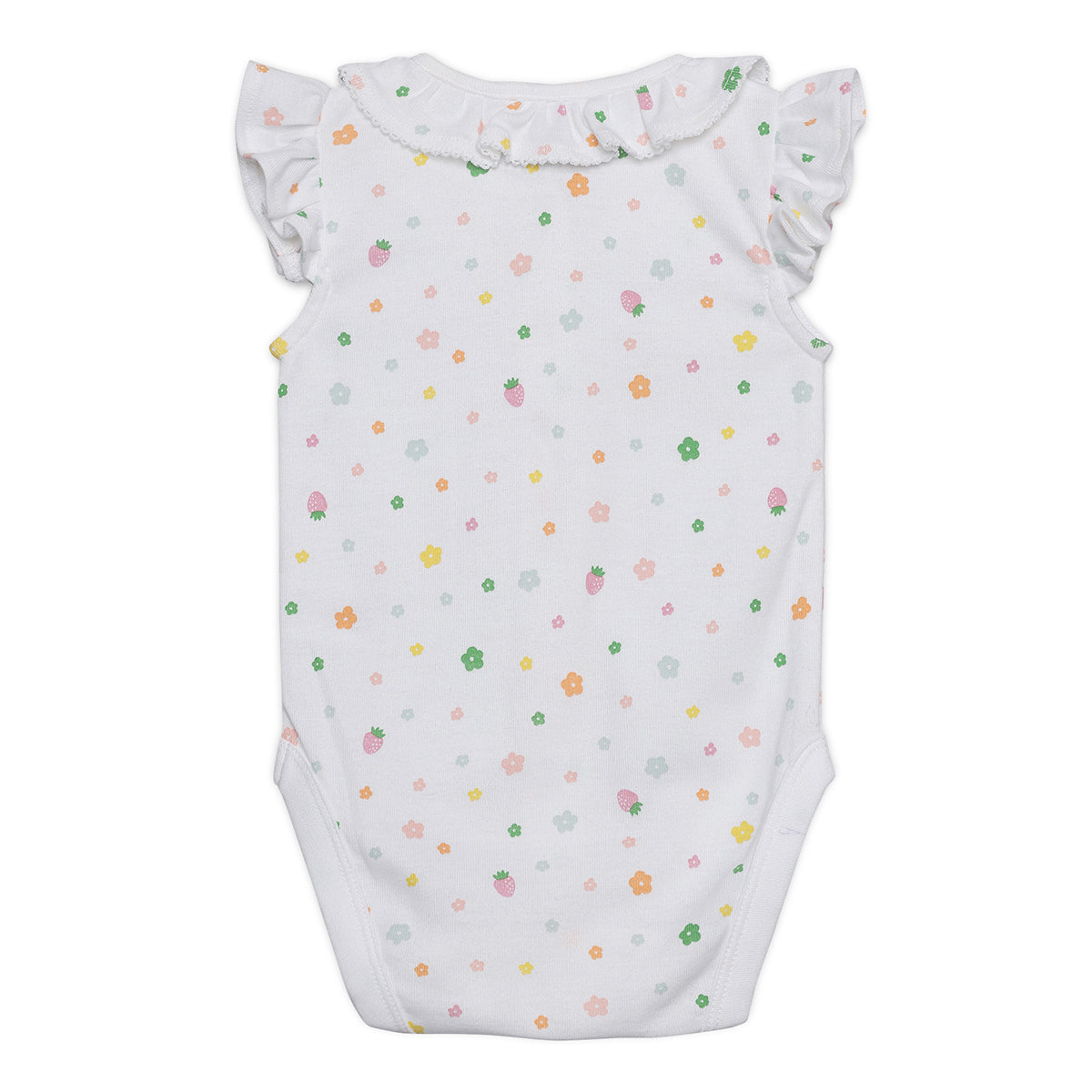 Baby Girls Floral Print Button Front Bodysuit, White