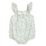 Baby Girls Floral Print Sleeveless Romper, Green