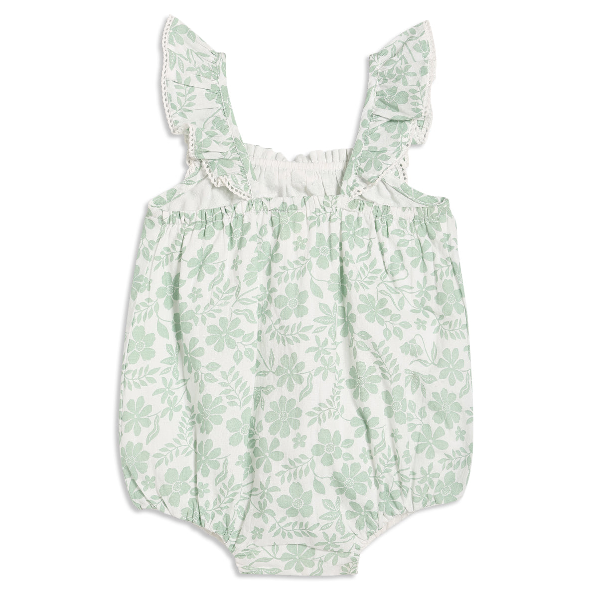 Baby Girls Floral Print Sleeveless Romper, Green