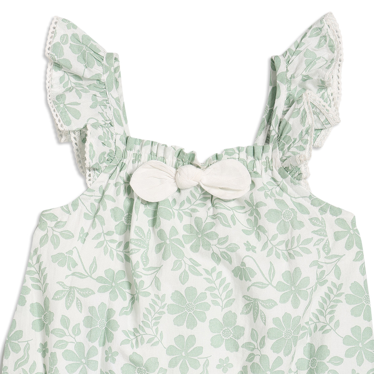 Baby Girls Floral Print Sleeveless Romper, Green