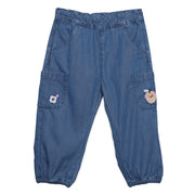Baby Girls Embroidered Cargo Denim Pants, Blue