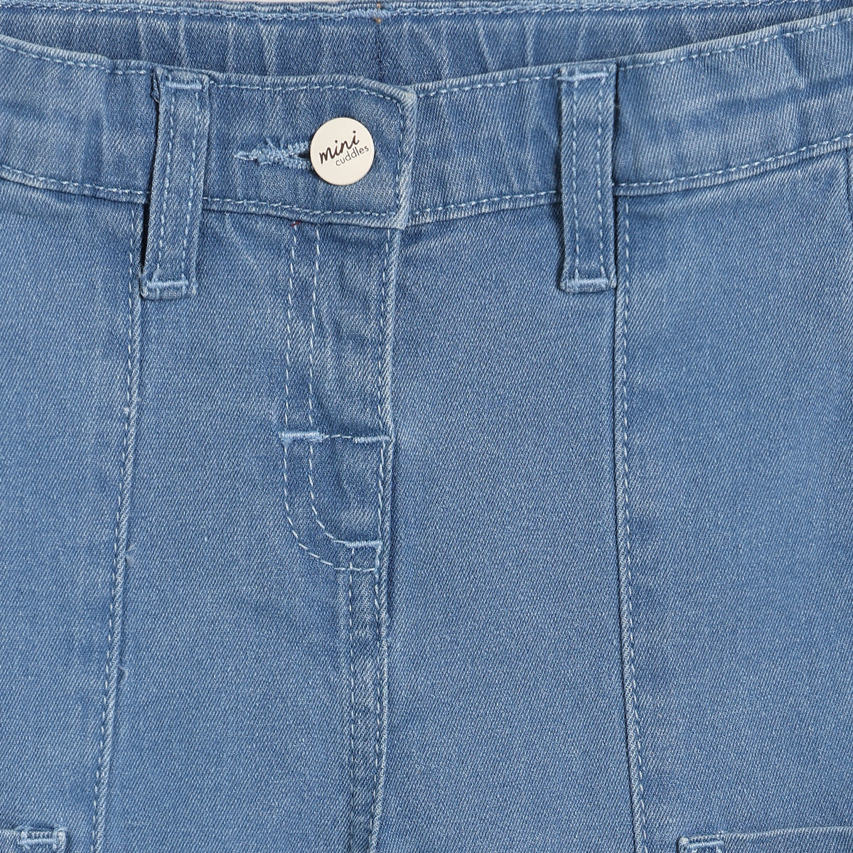 Baby Girls Floral Embroidered Denim Pant, Blue