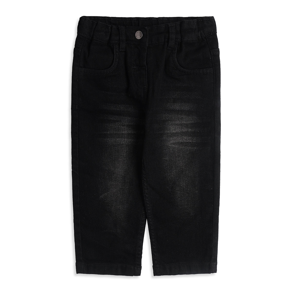 Baby Girls Black Cotton Denim Pants Regular Fit Casual Kids Pants