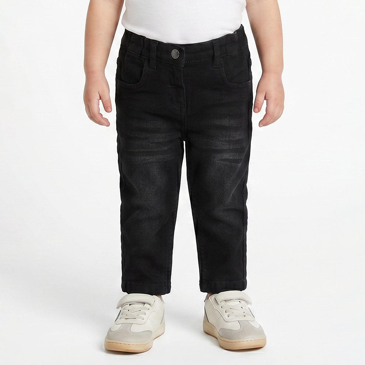 Baby Girls Black Cotton Denim Pants Regular Fit Casual Kids Pants
