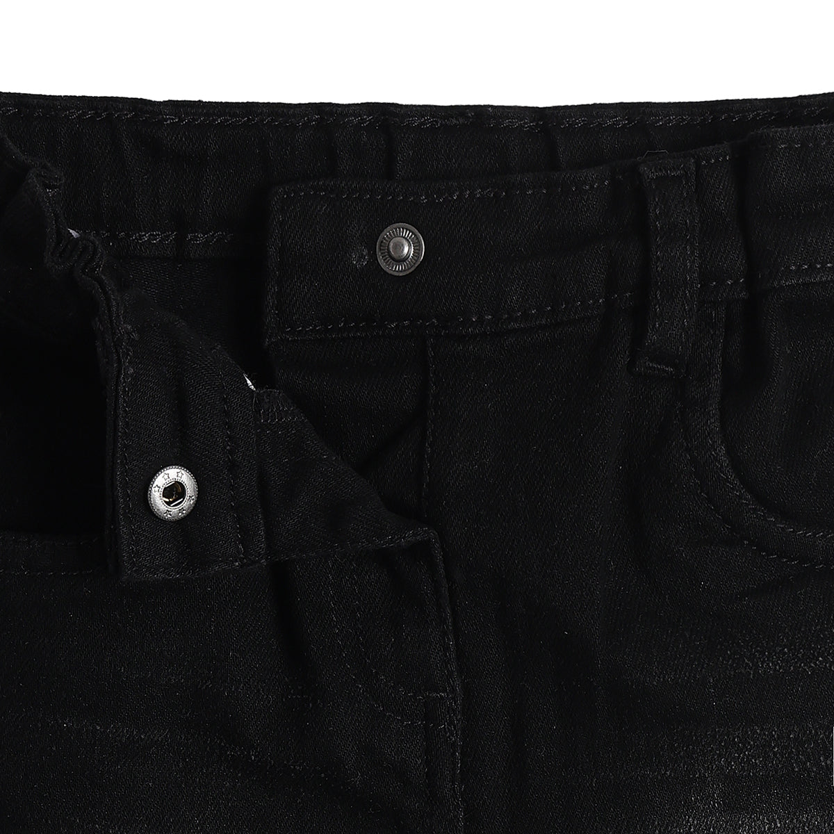 Baby Girls Black Cotton Denim Pants Regular Fit Casual Kids Pants