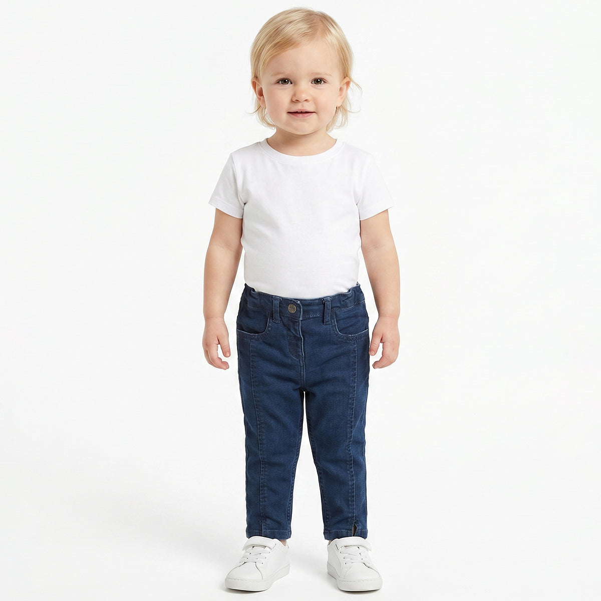 Baby Girls Blue Denim Jeggings Regular Fit Casual Bottom