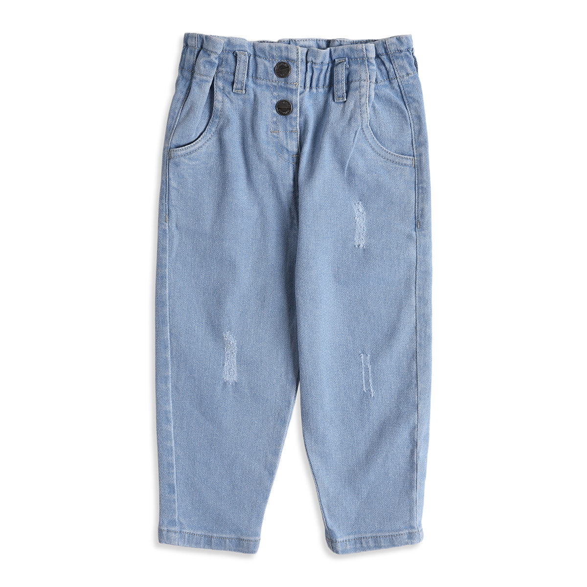 Baby Girls Light Blue Cotton Denim Pants Regular Fit Casual Kids Pants